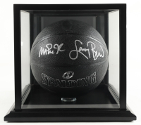 Magic Johnson & Larry Bird Signed NBA Black Edition Basketball with Display Case (PSA & Beckett) at PristineAuction.com