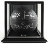 Magic Johnson & Larry Bird Signed NBA Black Edition Basketball with Display Case (PSA & Beckett) at PristineAuction.com