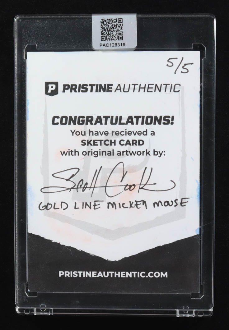Gold Line Mickey Mouse | Disney | Original Art Sketch Card by Scott Cook #5/5 (PA) at PristineAuction.com Gold Line Mickey Mouse | Disney | Original Art Sketch Card by Scott Cook #5/5 (PA) at PristineAuction.com