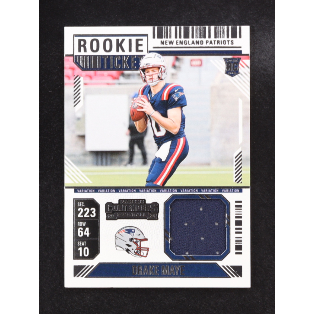 Drake Maye 2024 Panini Contenders Rookie Ticket Jersey #RTS-DME RC at PristineAuction.com
