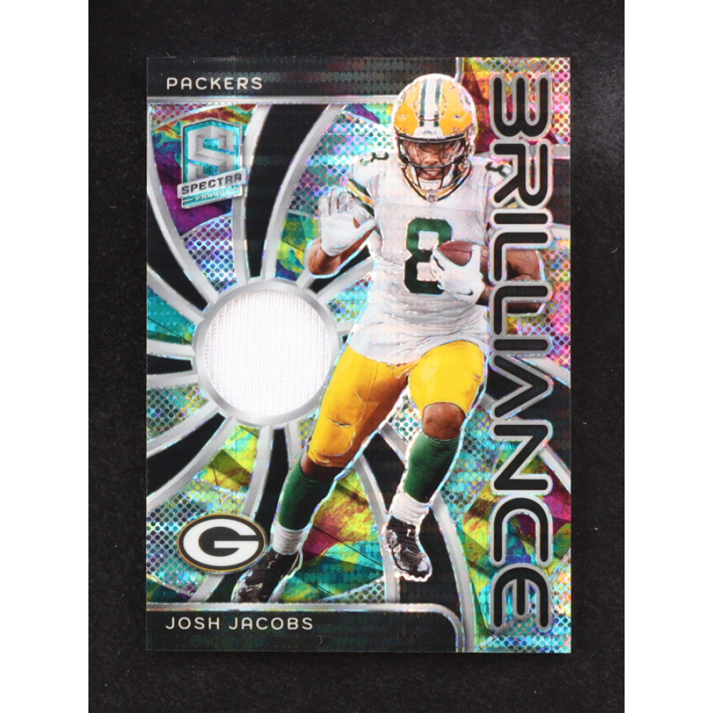 Josh Jacobs 2024 Panini Spectra Brilliance Celestial Prizm Jersey #BRI-JJS #59/75 at PristineAuction.com