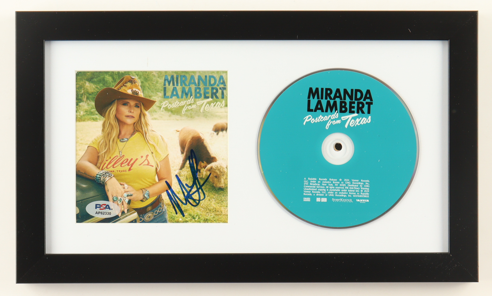 Miranda Lambert Signed "Postcards from Texas" Custom Framed CD Insert Display (PSA) at PristineAuction.com Miranda Lambert Signed "Postcards from Texas" Custom Framed CD Insert Display (PSA) at PristineAuction.com