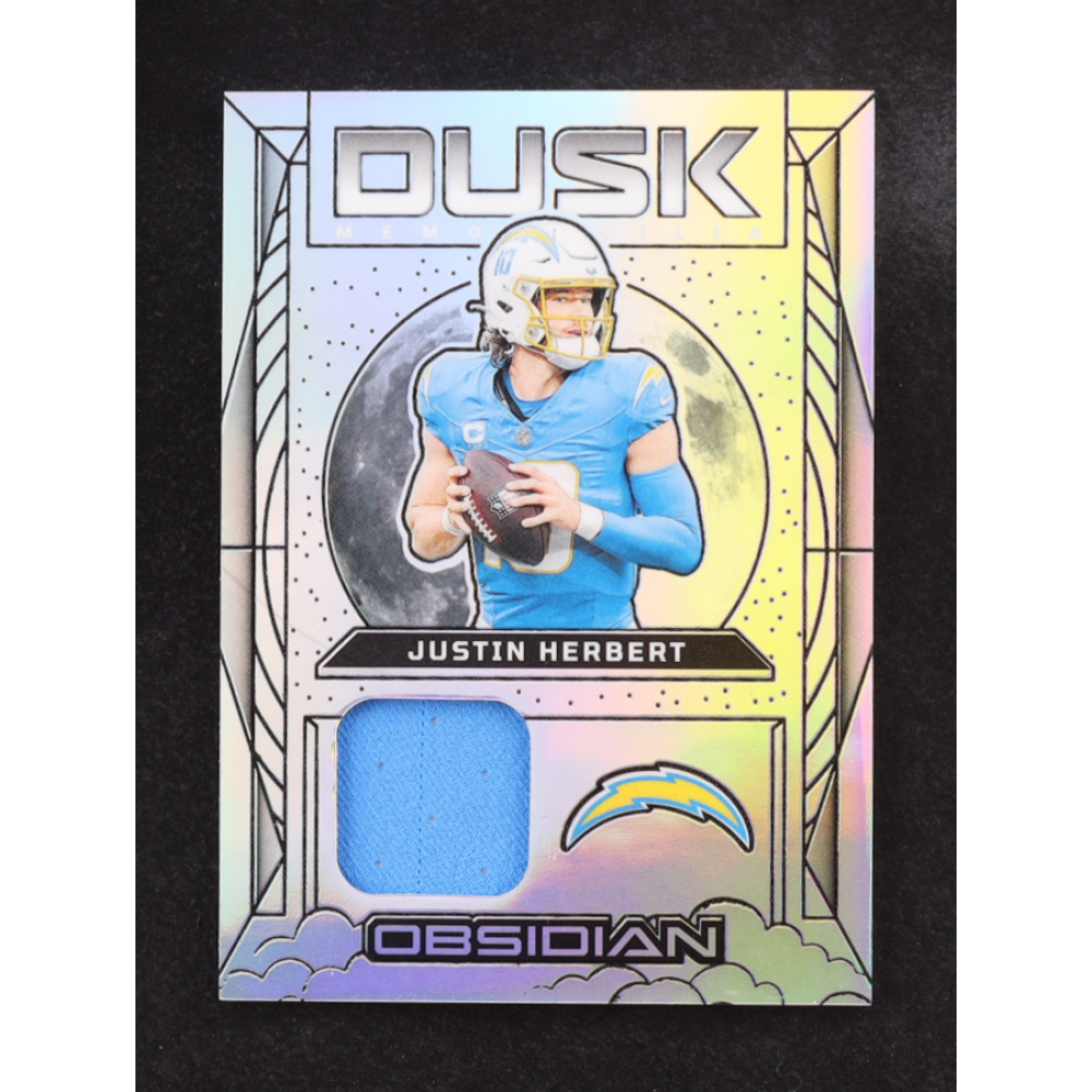 Justin Herbert 2024 Panini Obsidian Dusk Silver Jersey Relic #DM-JHT #41/99 at PristineAuction.com