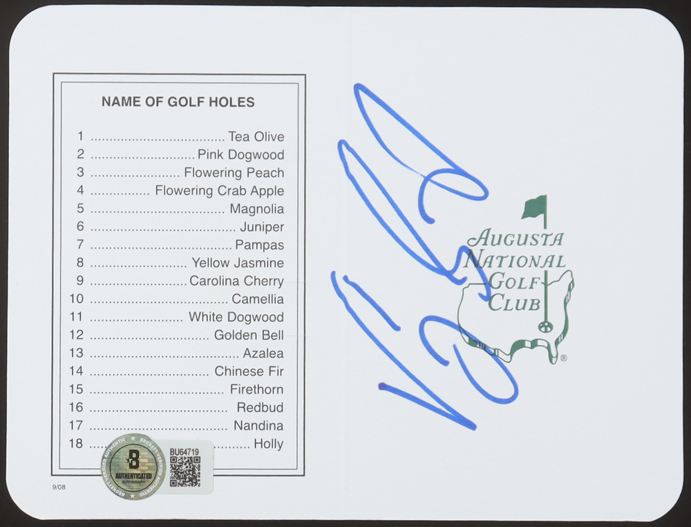 Vijay Singh Signed Augusta National Golf Club Scorecard (Beckett) at PristineAuction.com Vijay Singh Signed Augusta National Golf Club Scorecard (Beckett) at PristineAuction.com