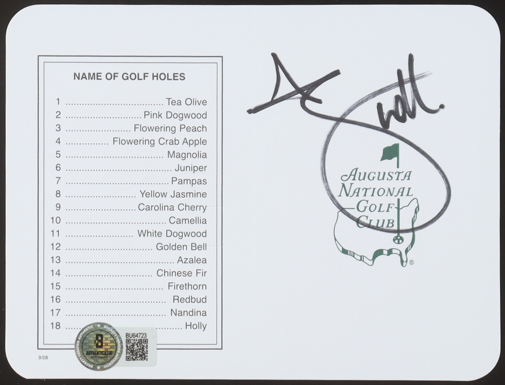 Adam Scott Signed Augusta National Golf Club Scorecard (Beckett) at PristineAuction.com Adam Scott Signed Augusta National Golf Club Scorecard (Beckett) at PristineAuction.com