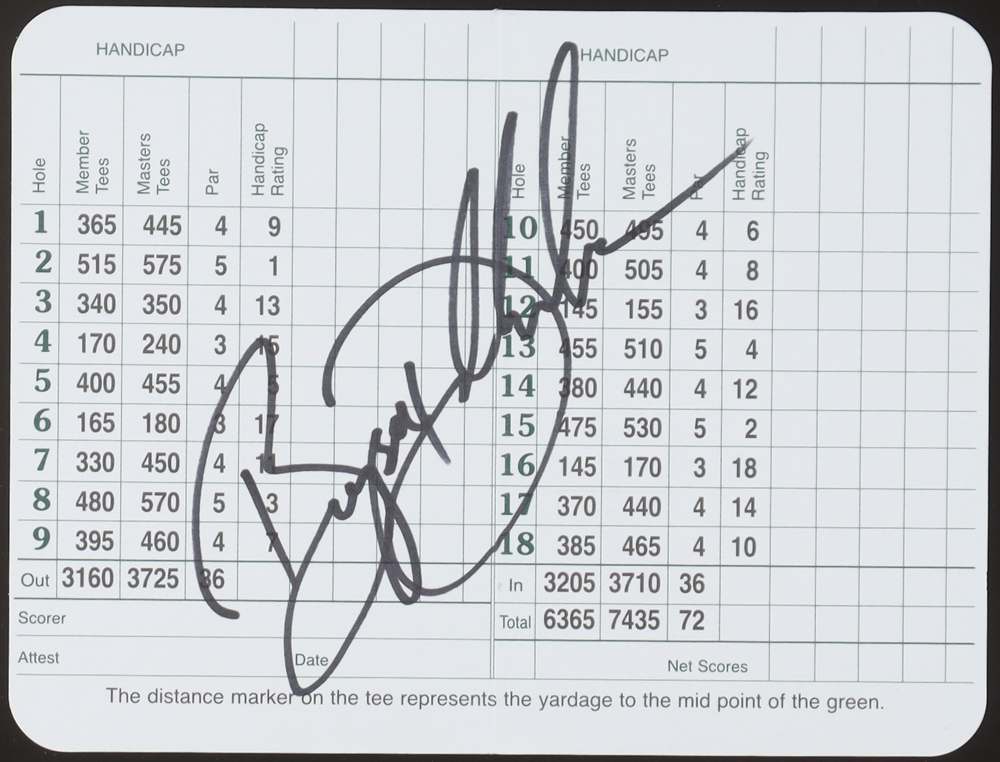 Bryson DeChambeau Signed Augusta National Golf Club Scorecard (Beckett) at PristineAuction.com Bryson DeChambeau Signed Augusta National Golf Club Scorecard (Beckett) at PristineAuction.com