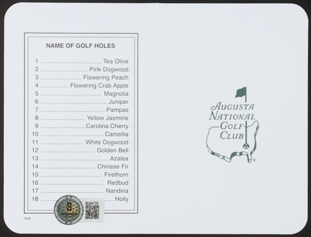 Bryson DeChambeau Signed Augusta National Golf Club Scorecard (Beckett) at PristineAuction.com Bryson DeChambeau Signed Augusta National Golf Club Scorecard (Beckett) at PristineAuction.com