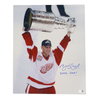 Brett Hull Signed Red Wings 16x20 Photo Inscribed "HOF 2002 Cup!" (Beckett) at PristineAuction.com