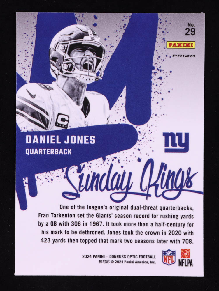 Daniel Jones 2024 Donruss Optic Sunday Kings #29 at PristineAuction.com Daniel Jones 2024 Donruss Optic Sunday Kings #29 at PristineAuction.com