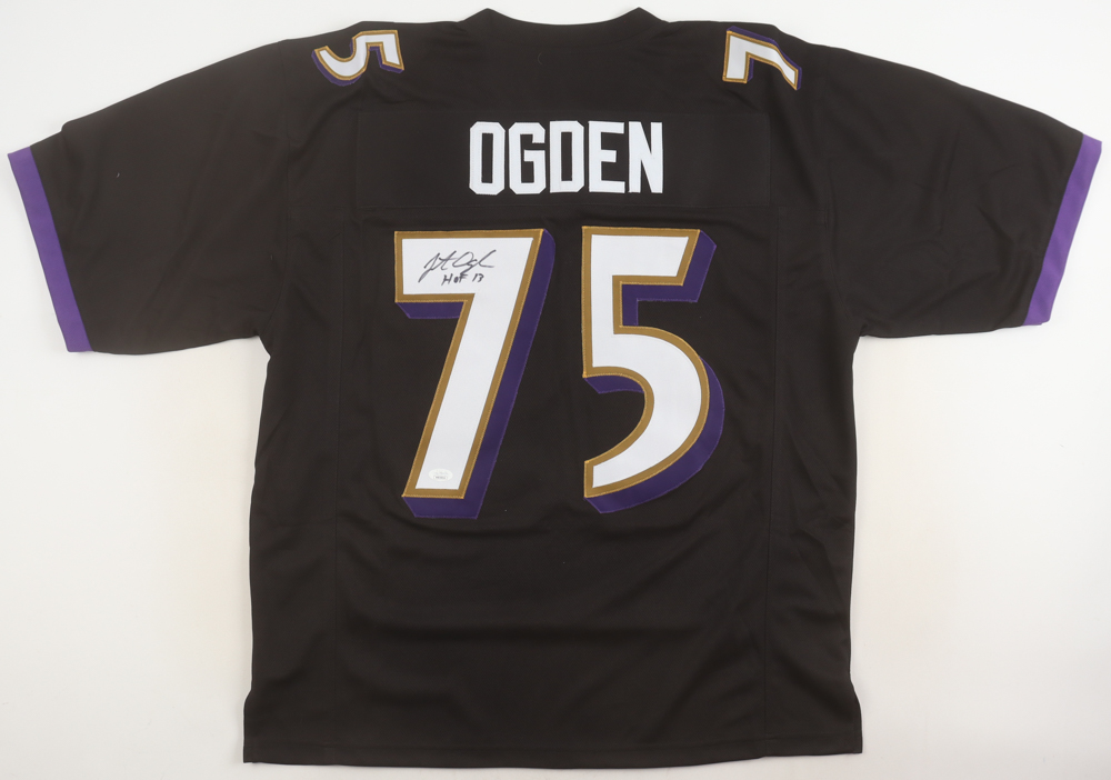 Jonathan Ogden Signed Jersey Inscribed "HOF 13" (JSA) at PristineAuction.com Jonathan Ogden Signed Jersey Inscribed "HOF 13" (JSA) at PristineAuction.com