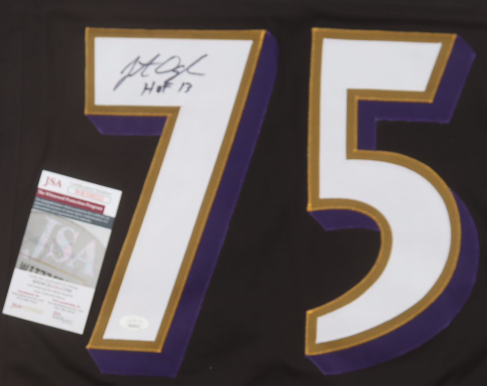 Jonathan Ogden Signed Jersey Inscribed "HOF 13" (JSA) at PristineAuction.com Jonathan Ogden Signed Jersey Inscribed "HOF 13" (JSA) at PristineAuction.com