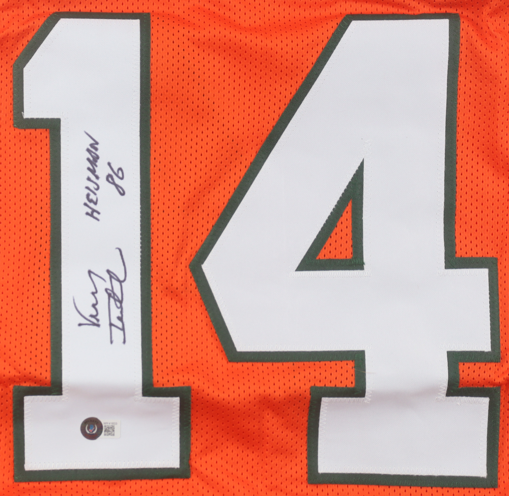 Vinny Testaverde Signed Jersey Inscribed "Heisman 86" (Beckett) at PristineAuction.com Vinny Testaverde Signed Jersey Inscribed "Heisman 86" (Beckett) at PristineAuction.com