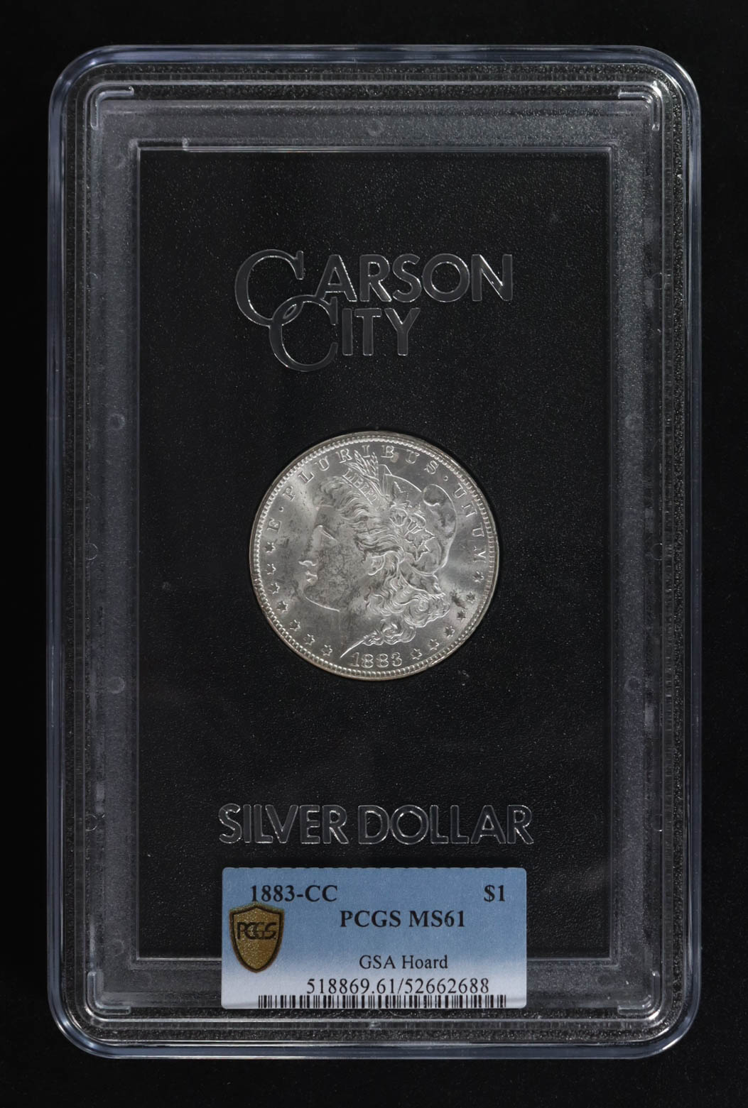 1883-CC Silver $1 Dollar - Carson City - GSA Hoard (PCGS MS61) at PristineAuction.com 1883-CC Silver $1 Dollar - Carson City - GSA Hoard (PCGS MS61) at PristineAuction.com
