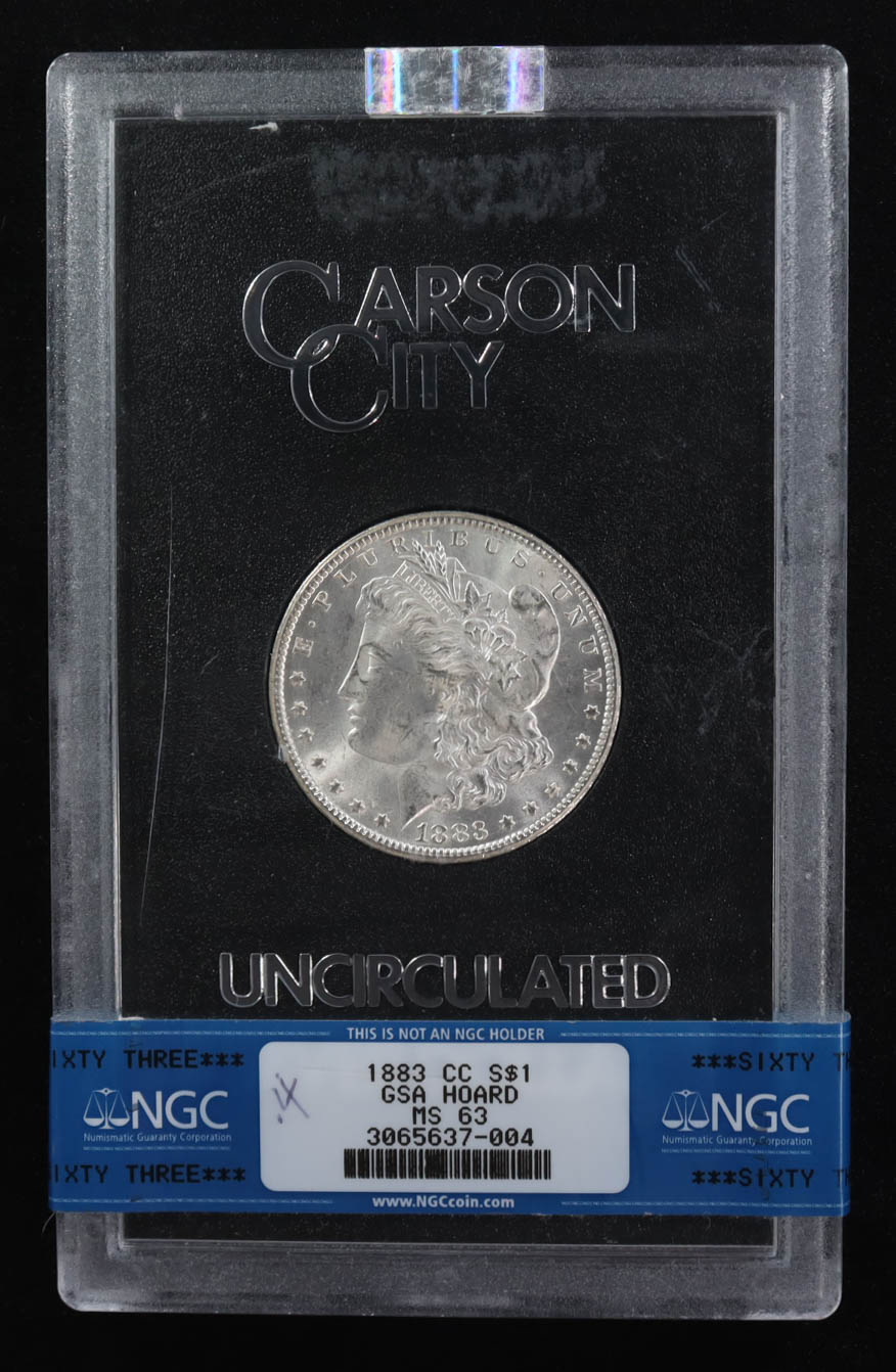 1883-CC Uncirculated Silver $1 Dollar - Carson City - GSA Hoard (NGC MS63) at PristineAuction.com 1883-CC Uncirculated Silver $1 Dollar - Carson City - GSA Hoard (NGC MS63) at PristineAuction.com