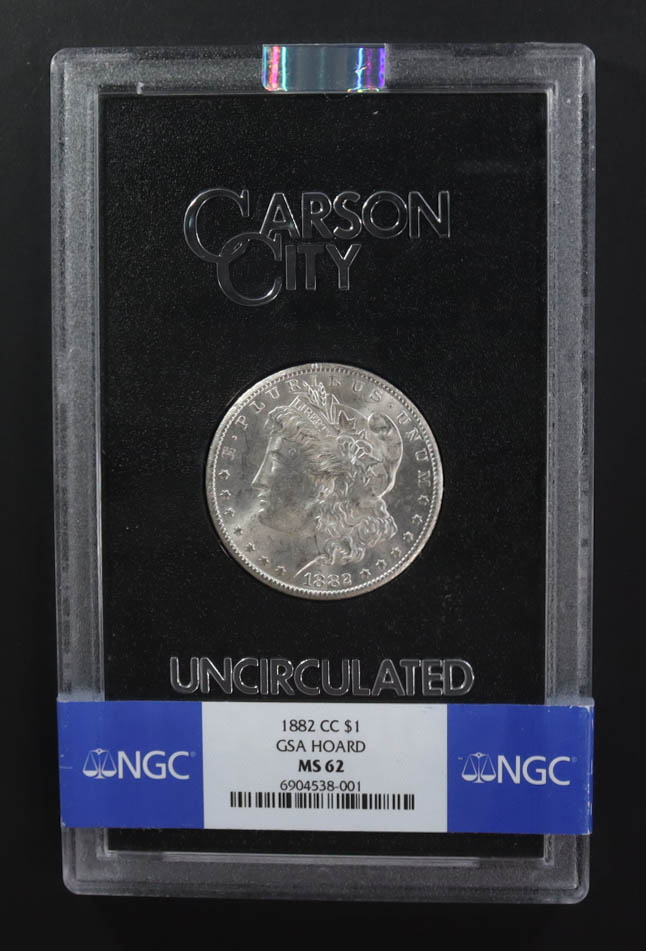 1882-CC Uncirculated Silver $1 Dollar - Carson City - GSA Hoard (NGC MS62) at PristineAuction.com 1882-CC Uncirculated Silver $1 Dollar - Carson City - GSA Hoard (NGC MS62) at PristineAuction.com