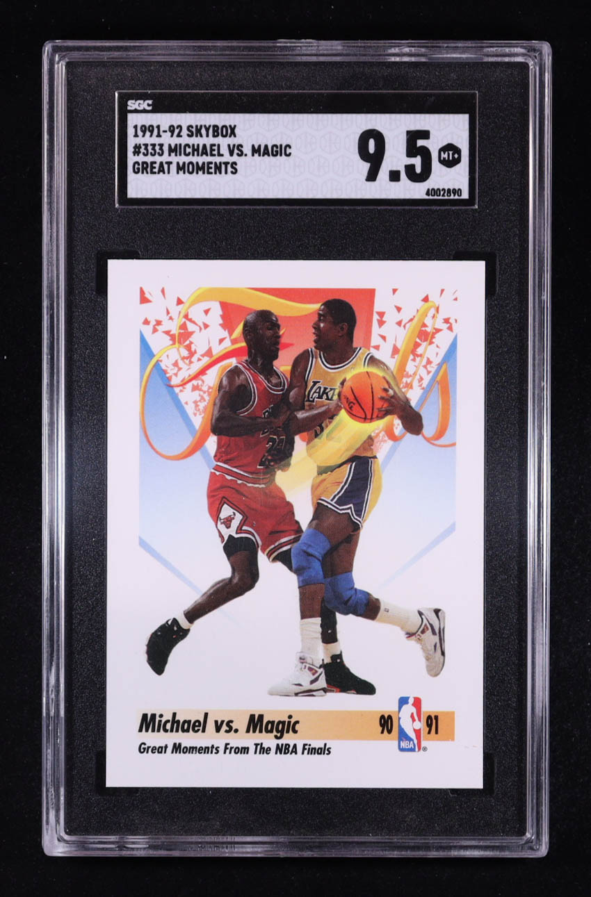 Magic Johnson / Michael Jordan 1991-92 SkyBox #333 FIN (SGC 9.5) at PristineAuction.com Magic Johnson / Michael Jordan 1991-92 SkyBox #333 FIN (SGC 9.5) at PristineAuction.com