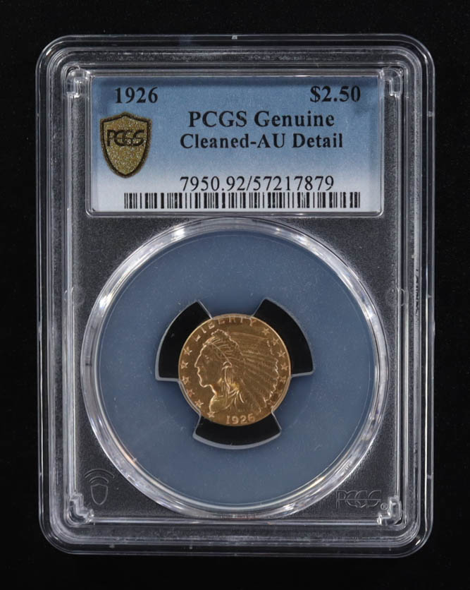 1926 $2.50 Indian Head Quarter Eagle Gold Coin (PCGS AU Detail) at PristineAuction.com 1926 $2.50 Indian Head Quarter Eagle Gold Coin (PCGS AU Detail) at PristineAuction.com