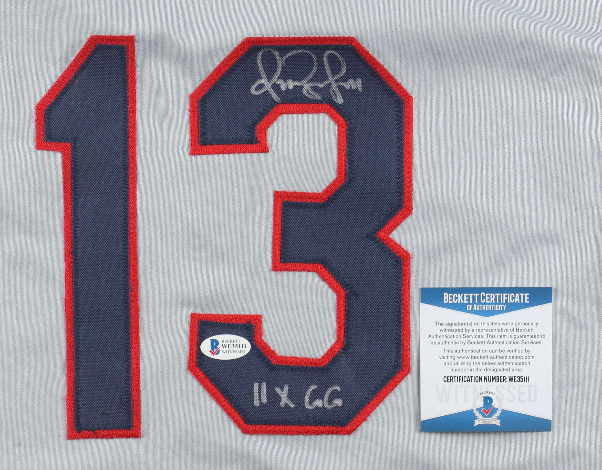 Omar Vizquel Signed Jersey Inscribed "11x GG" (Beckett) at PristineAuction.com Omar Vizquel Signed Jersey Inscribed "11x GG" (Beckett) at PristineAuction.com