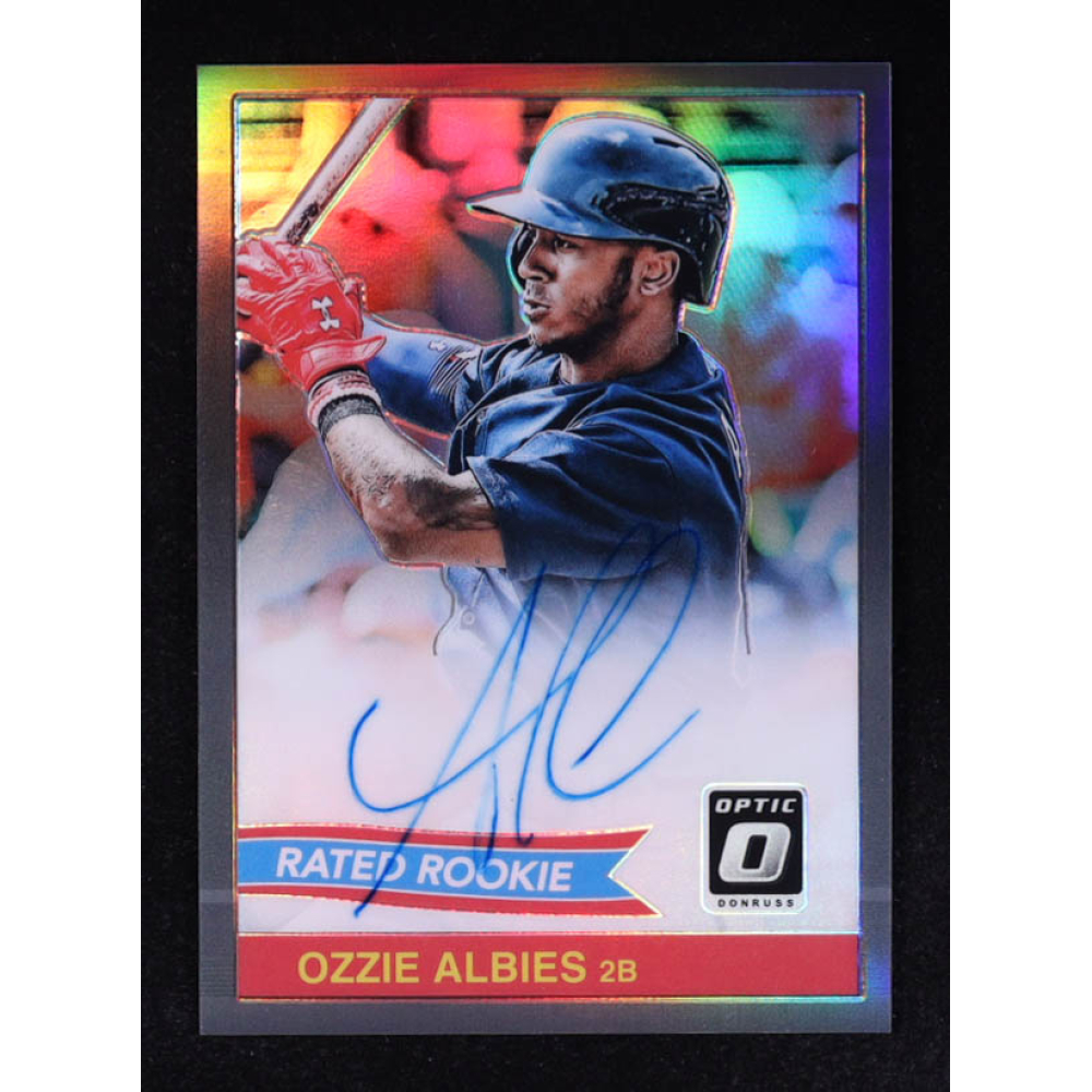 Ozzie Albies 2018 Donruss Optic Rated Rookies '84 Retro Signatures Black #1 #23/25 at PristineAuction.com