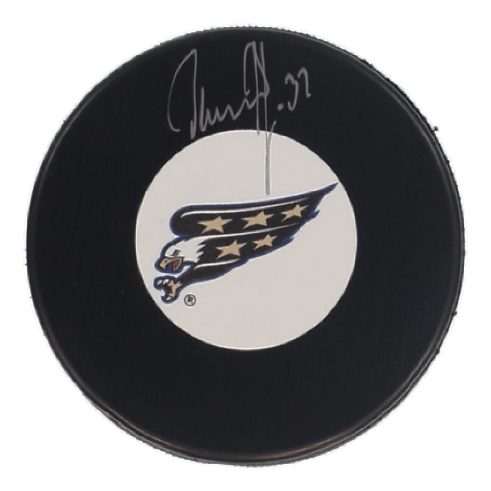 Olaf Kolzig Signed Capitals Logo Hockey Puck (Beckett) at PristineAuction.com