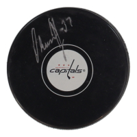 Olaf Kolzig Signed Capitals Logo Hockey Puck (Beckett) at PristineAuction.com