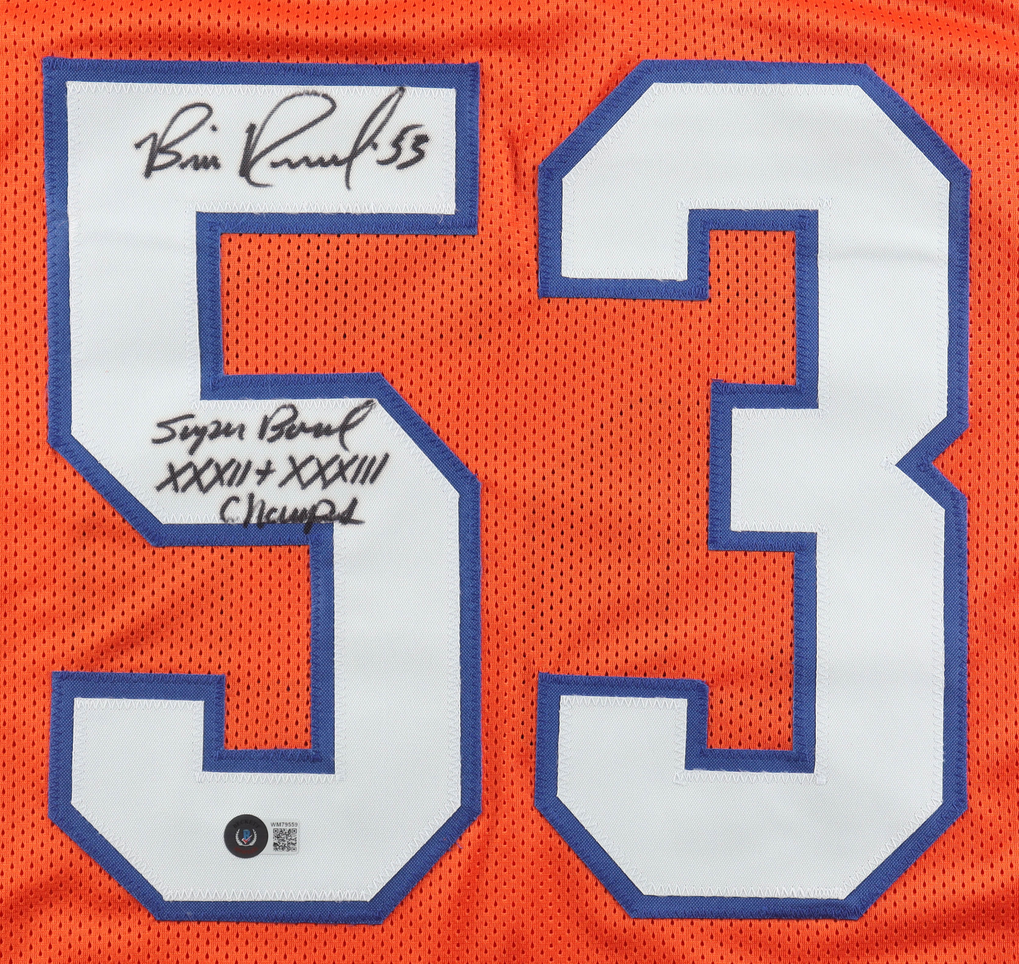 Bill Romanowski Signed Jersey Inscribed "Super Bowl XXXII + XXXIII Champs" (Beckett) at PristineAuction.com Bill Romanowski Signed Jersey Inscribed "Super Bowl XXXII + XXXIII Champs" (Beckett) at PristineAuction.com