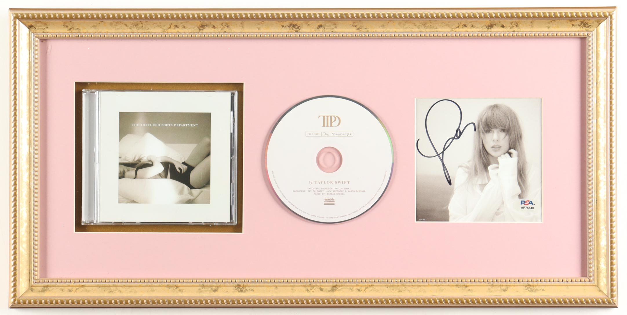 Taylor Swift Signed Custom Framed "The Tortured Poets Department" CD Album Insert Display With Disc & Case (PSA) at PristineAuction.com Taylor Swift Signed Custom Framed "The Tortured Poets Department" CD Album Insert Display With Disc & Case (PSA) at PristineAuction.com