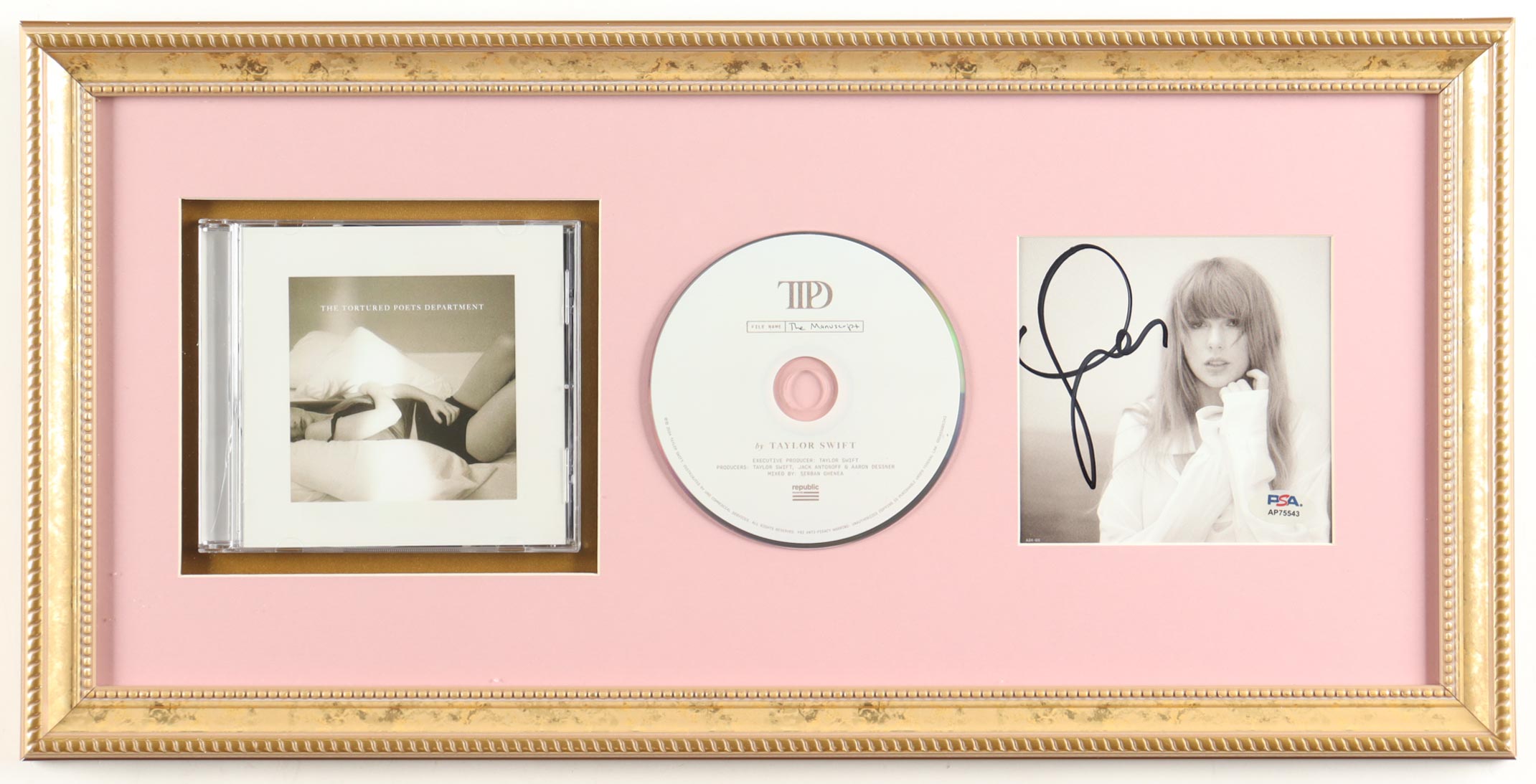 Taylor Swift Signed Custom Framed "The Tortured Poets Department" CD Album Insert Display With Disc & Case (PSA) at PristineAuction.com Taylor Swift Signed Custom Framed "The Tortured Poets Department" CD Album Insert Display With Disc & Case (PSA) at PristineAuction.com