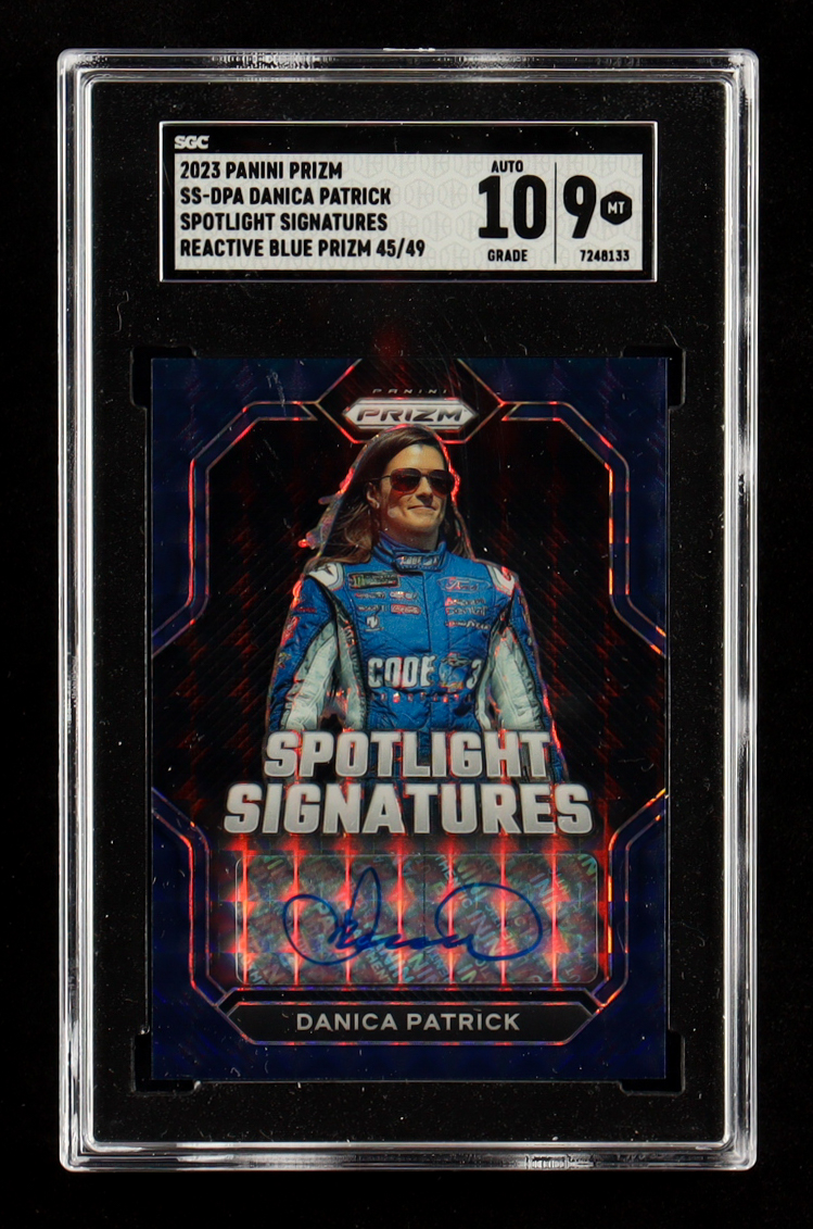 Danica Patrick 2023 Panini Prizm Spotlight Signatures Reactive Blue Prizm #SS-DPA (SGC 9 | Auto Grade 10) at PristineAuction.com Danica Patrick 2023 Panini Prizm Spotlight Signatures Reactive Blue Prizm #SS-DPA (SGC 9 | Auto Grade 10) at PristineAuction.com