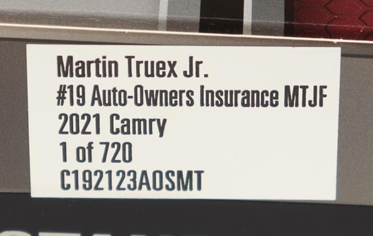 Martin Truex Jr. Signed 2021 #19 Auto-Owners Insurance MJTF 1:24 Diecast Car (PA) at PristineAuction.com Martin Truex Jr. Signed 2021 #19 Auto-Owners Insurance MJTF 1:24 Diecast Car (PA) at PristineAuction.com