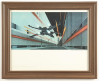 Star Wars "X-Wing Fighter In The Trenches" 1977 Ralph McQuarrie Custom Framed Pre-Production Art Photo Display at PristineAuction.com