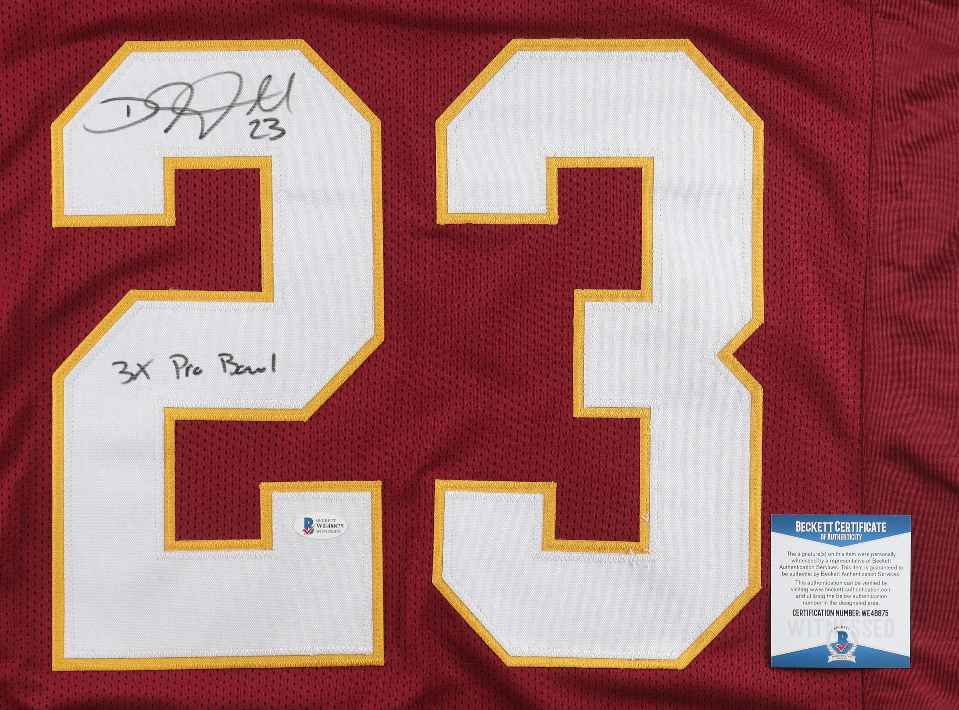 DeAngelo Hall Signed Jersey Inscribed "3x Pro Bowl" (Beckett) at PristineAuction.com DeAngelo Hall Signed Jersey Inscribed "3x Pro Bowl" (Beckett) at PristineAuction.com