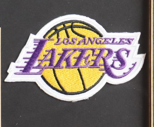 Kobe Bryant Custom Framed Jersey Display with (4) NBA Finals Pins & (2) Team Logo Patches at PristineAuction.com Kobe Bryant Custom Framed Jersey Display with (4) NBA Finals Pins & (2) Team Logo Patches at PristineAuction.com