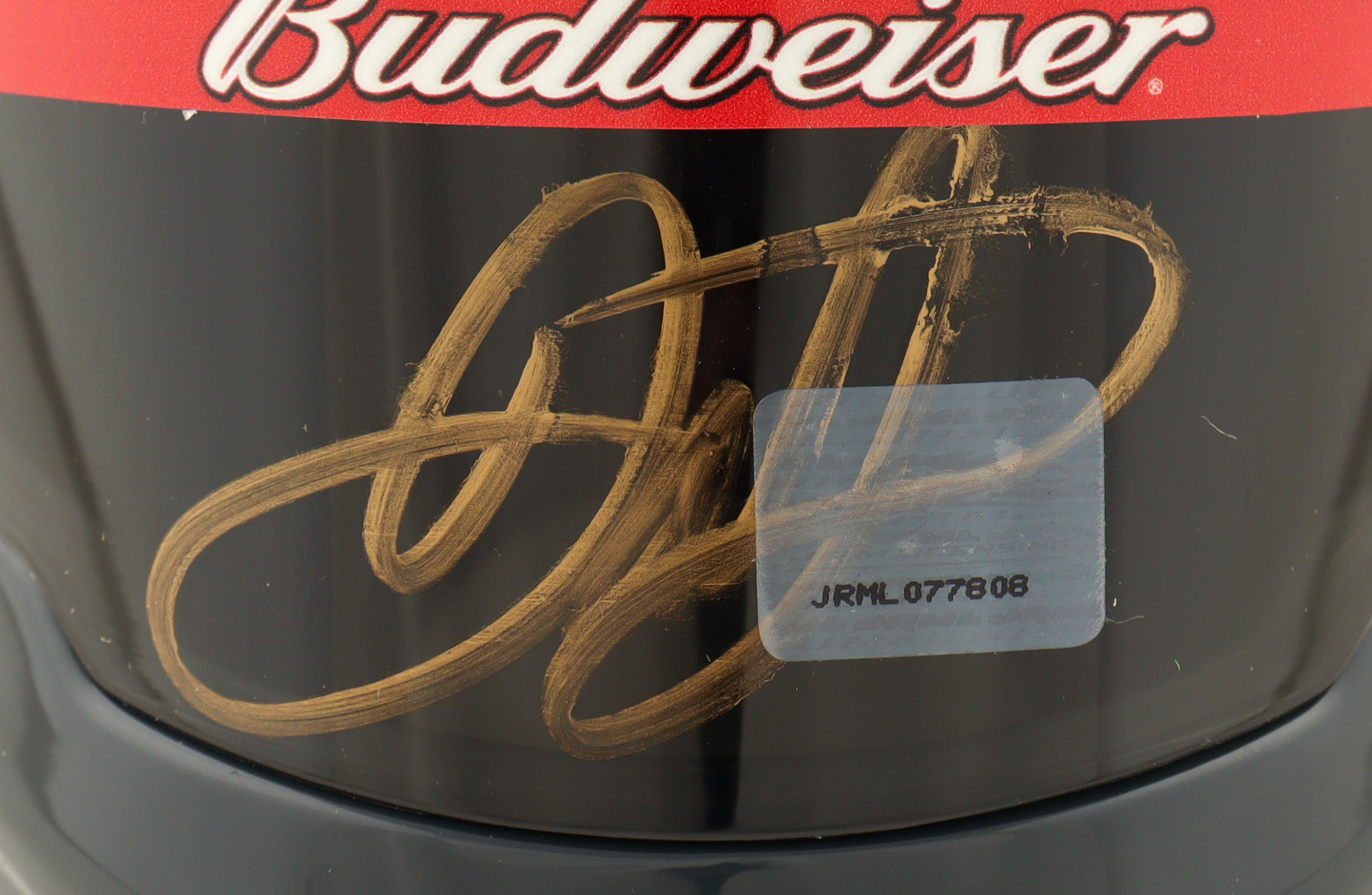 Dale Earnhardt Jr. Signed Budweiser NASCAR Mini Helmet (JR Motorsports) at PristineAuction.com Dale Earnhardt Jr. Signed Budweiser NASCAR Mini Helmet (JR Motorsports) at PristineAuction.com