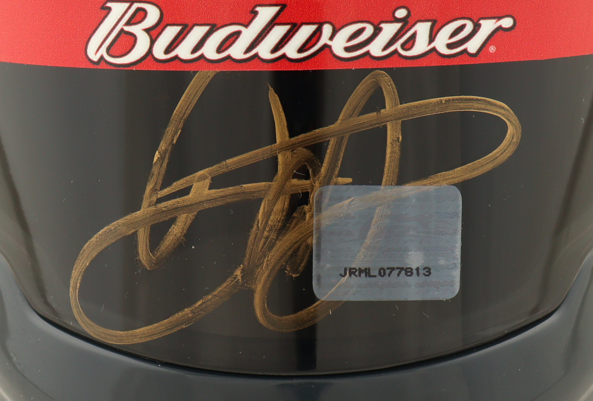 Dale Earnhardt Jr. Signed Budweiser NASCAR Mini Helmet (JR Motorsports) at PristineAuction.com Dale Earnhardt Jr. Signed Budweiser NASCAR Mini Helmet (JR Motorsports) at PristineAuction.com
