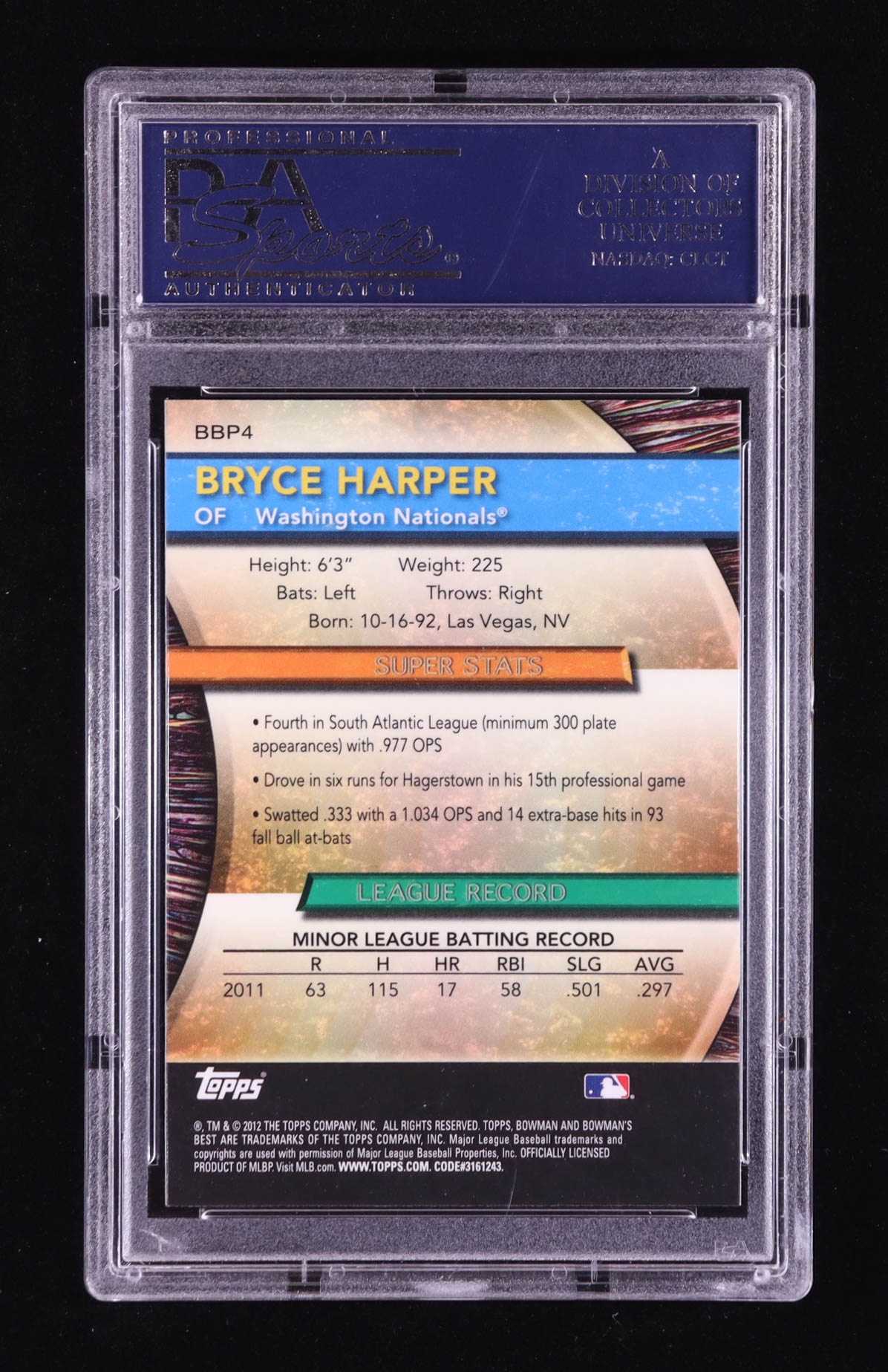 Bryce Harper 2012 Bowman Bowman's Best Prospects #BBP4 RC (PSA 10) at PristineAuction.com Bryce Harper 2012 Bowman Bowman's Best Prospects #BBP4 RC (PSA 10) at PristineAuction.com