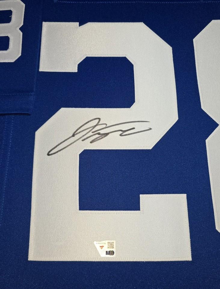 Jonathon Taylor Signed Colts Custom Framed LED Backlit Nike Jersey Display & (2) PSA 10 Graded Rookie Cards (Fanatics) at PristineAuction.com Jonathon Taylor Signed Colts Custom Framed LED Backlit Nike Jersey Display & (2) PSA 10 Graded Rookie Cards (Fanatics) at PristineAuction.com