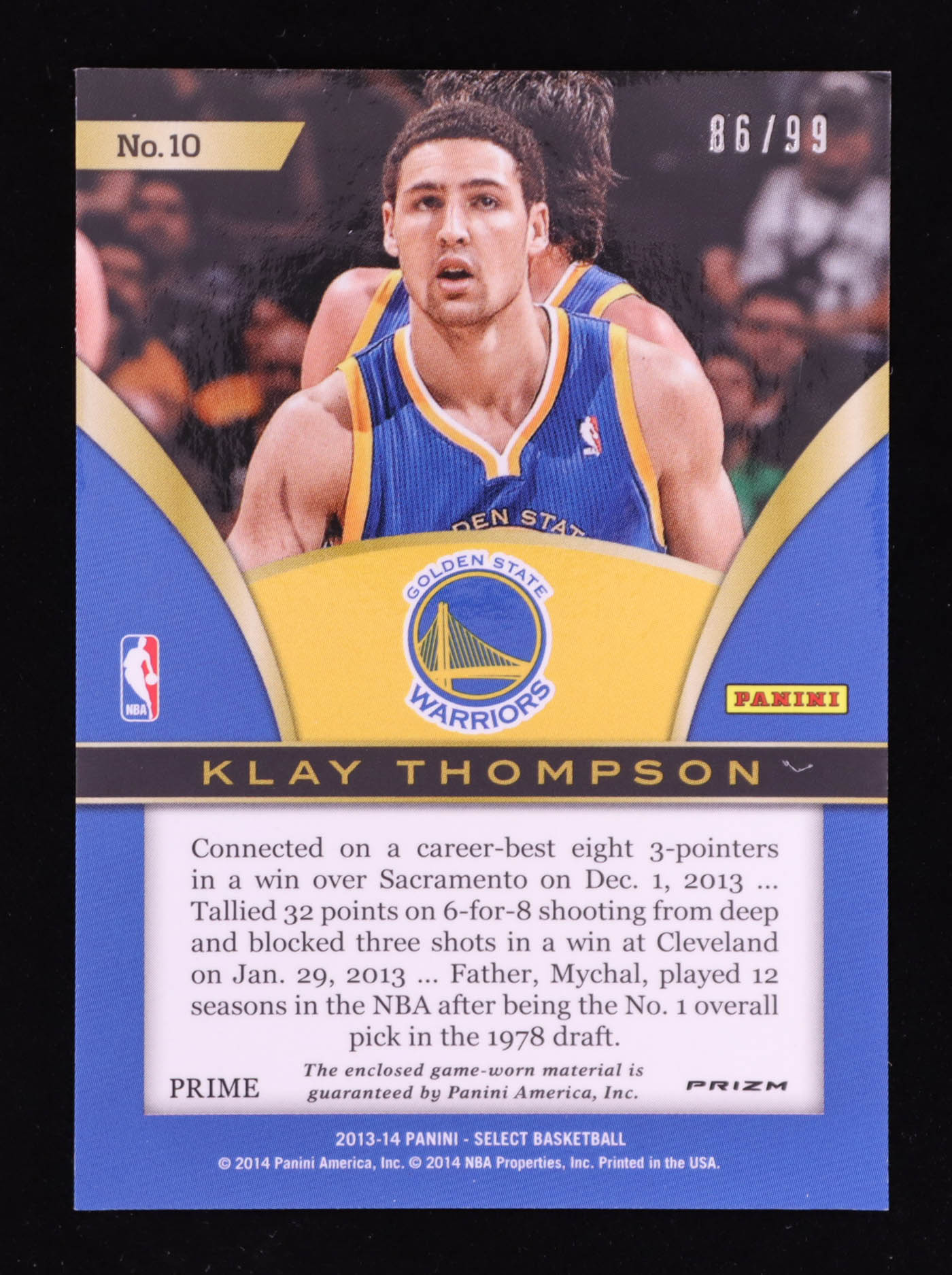 Klay Thompson 2013-14 Select Swatches Prizms Purple #10 #86/99 at PristineAuction.com Klay Thompson 2013-14 Select Swatches Prizms Purple #10 #86/99 at PristineAuction.com