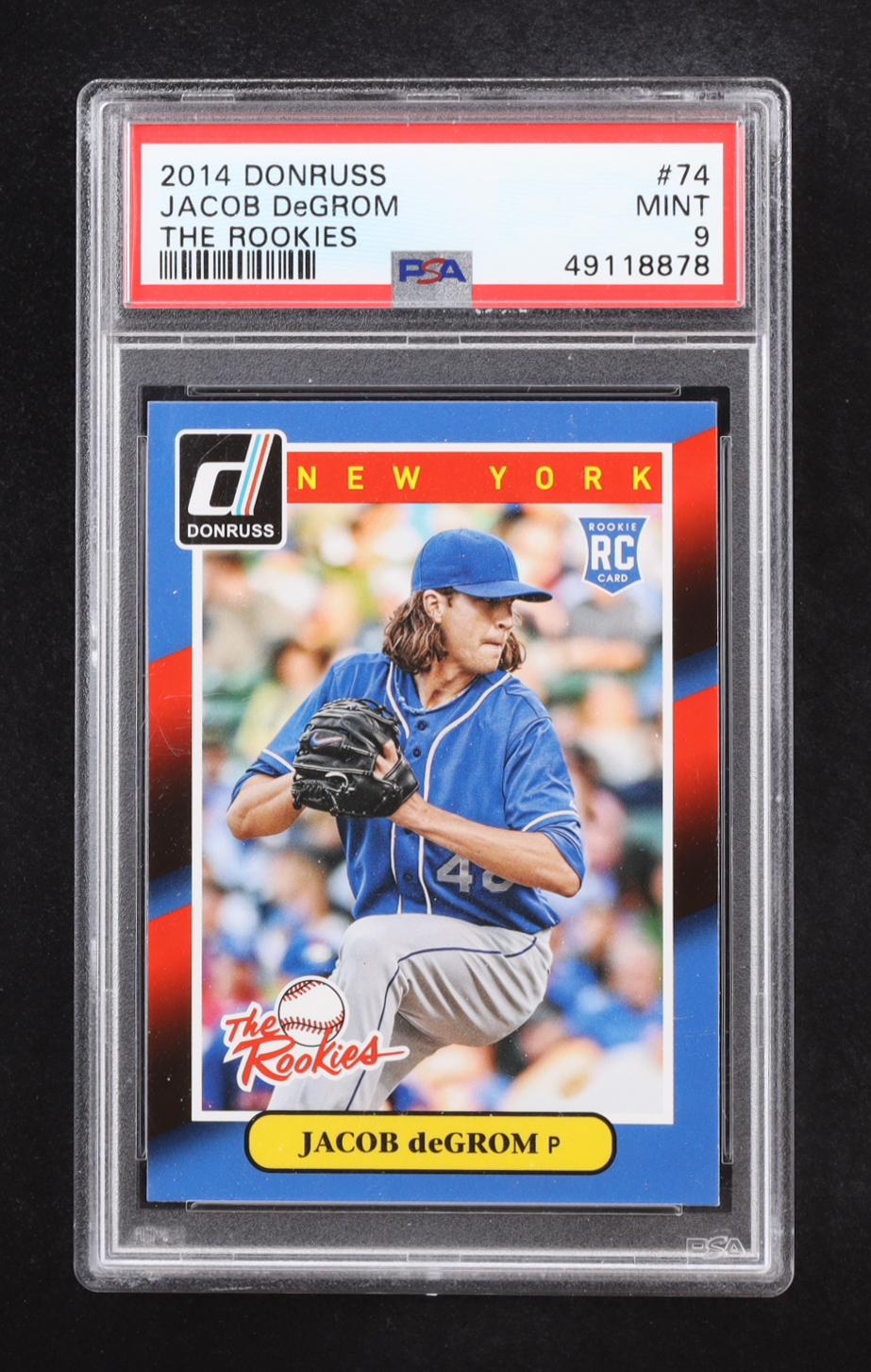 Jacob DeGrom 2014 Panini Donruss The Rookies #74 RC (PSA 9) at PristineAuction.com Jacob DeGrom 2014 Panini Donruss The Rookies #74 RC (PSA 9) at PristineAuction.com
