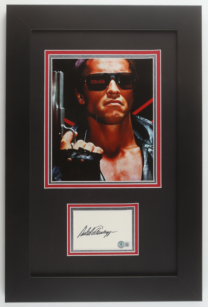 Arnold Schwarzenegger Signed Custom Framed Cut Display (Beckett) at PristineAuction.com Arnold Schwarzenegger Signed Custom Framed Cut Display (Beckett) at PristineAuction.com