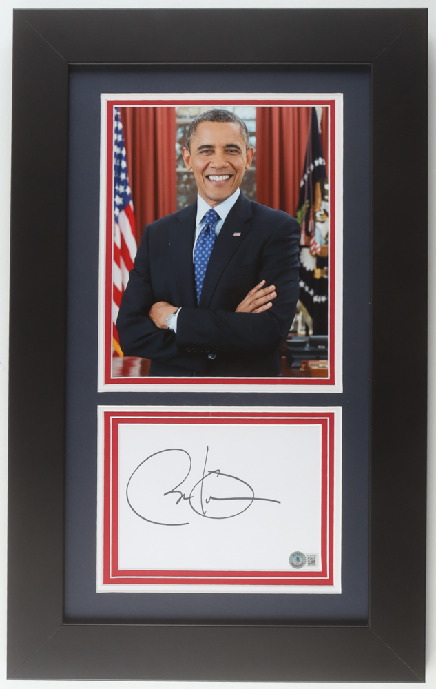 Barack Obama Signed Custom Framed Cut Display (Beckett) at PristineAuction.com Barack Obama Signed Custom Framed Cut Display (Beckett) at PristineAuction.com