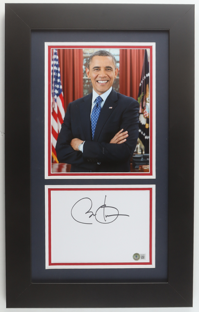 Barack Obama Signed Custom Framed Cut Display (Beckett) at PristineAuction.com Barack Obama Signed Custom Framed Cut Display (Beckett) at PristineAuction.com