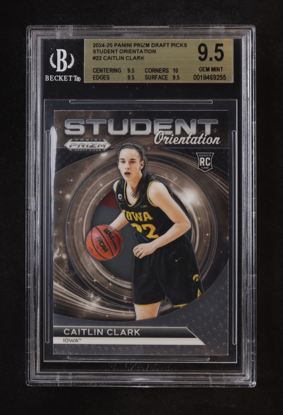 Caitlin Clark 2024-25 Panini Prizm Draft Picks Student Orientation #22 RC (BGS 9.5) at PristineAuction.com Caitlin Clark 2024-25 Panini Prizm Draft Picks Student Orientation #22 RC (BGS 9.5) at PristineAuction.com