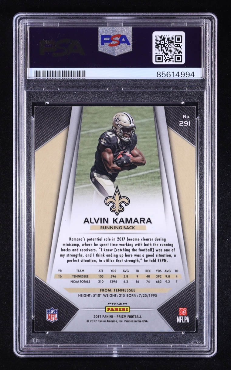 Alvin Kamara Signed 2017 Panini Prizm #291 RC (PSA) at PristineAuction.com Alvin Kamara Signed 2017 Panini Prizm #291 RC (PSA) at PristineAuction.com