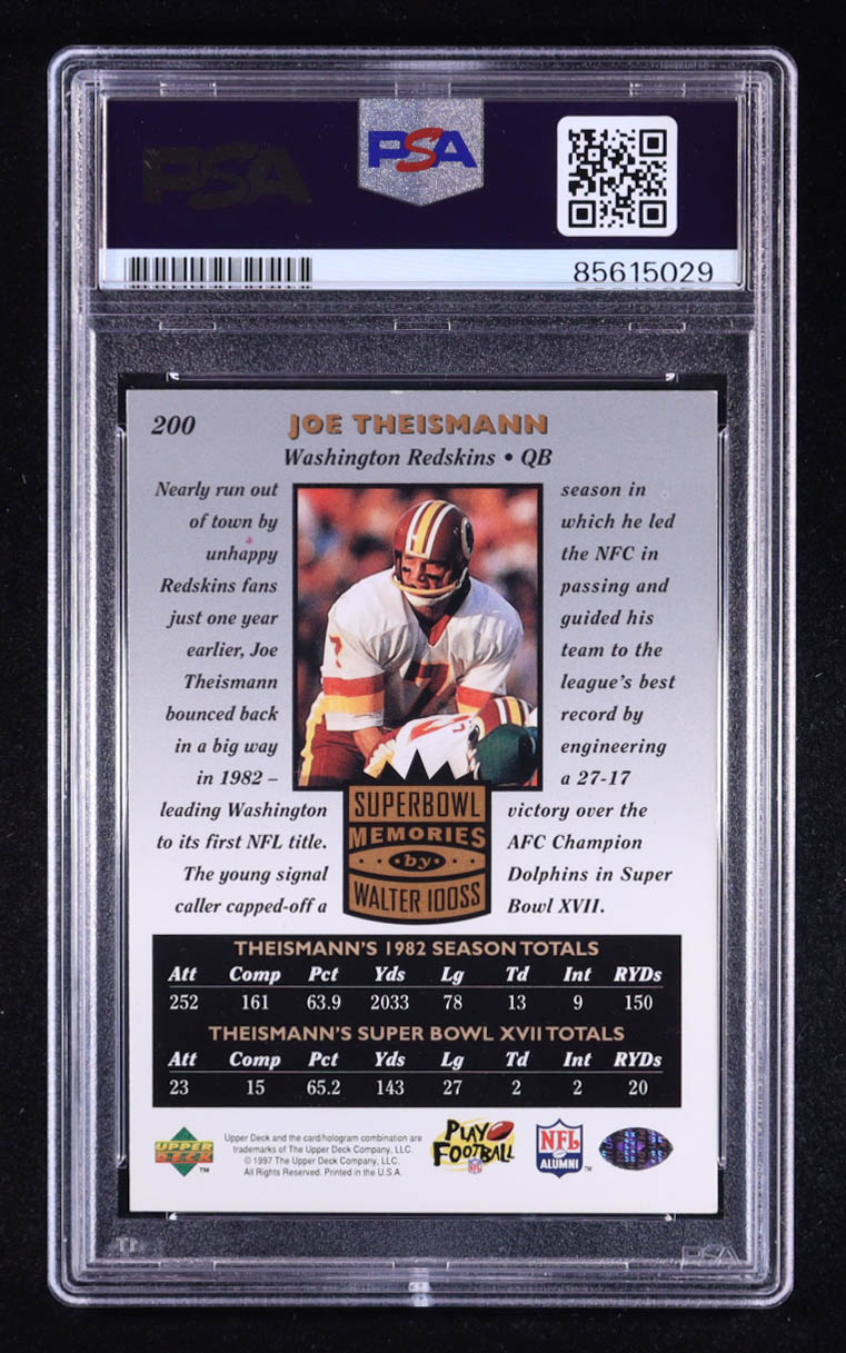 Joe Theismann Signed 1997 Upper Deck Legends #200 SM (PSA) at PristineAuction.com Joe Theismann Signed 1997 Upper Deck Legends #200 SM (PSA) at PristineAuction.com