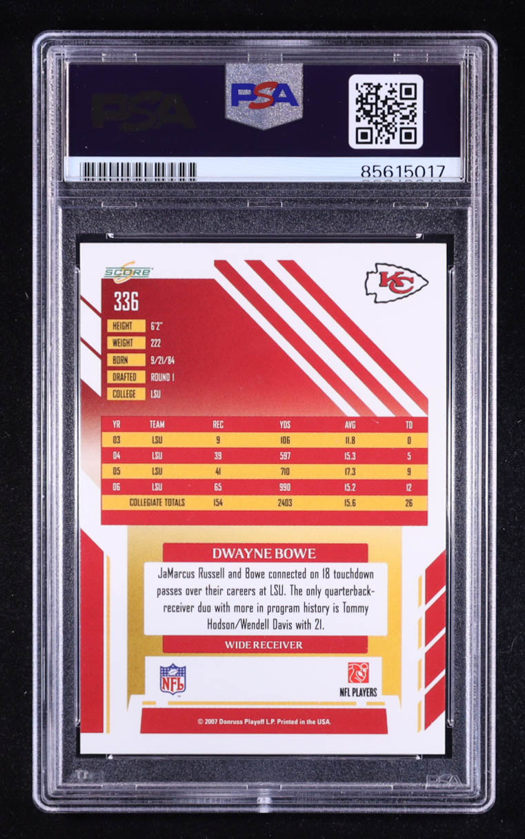 Dwayne Bowe Signed 2007 Score #336 RC (PSA) at PristineAuction.com Dwayne Bowe Signed 2007 Score #336 RC (PSA) at PristineAuction.com