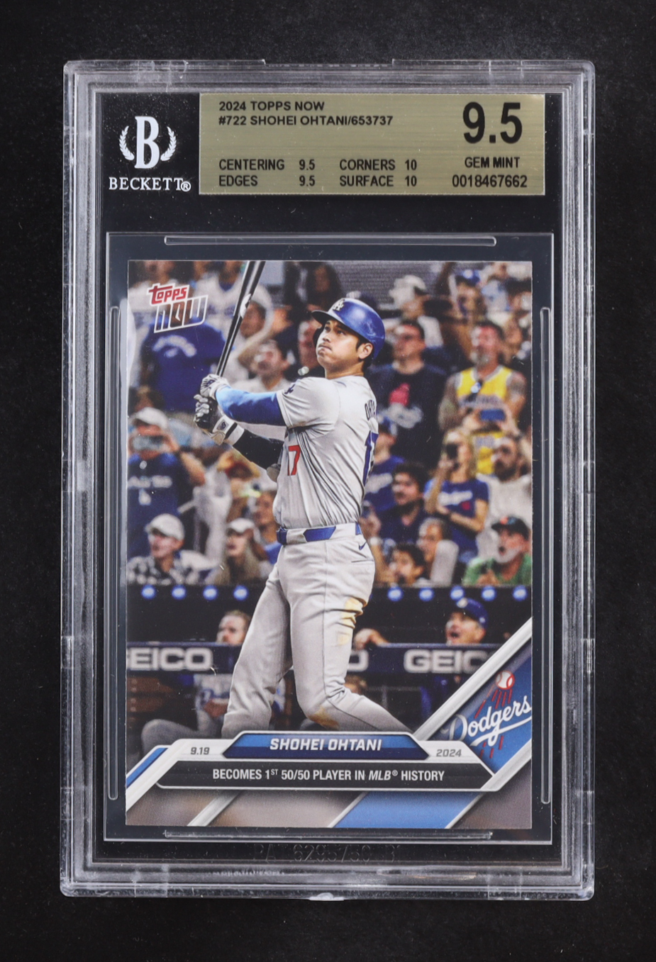 Shohei Ohtani 2024 Topps Now #722 (BGS 9.5) at PristineAuction.com Shohei Ohtani 2024 Topps Now #722 (BGS 9.5) at PristineAuction.com