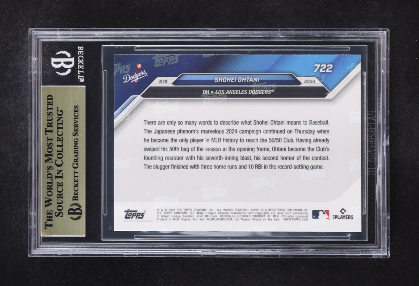 Shohei Ohtani 2024 Topps Now #722 (BGS 9.5) at PristineAuction.com Shohei Ohtani 2024 Topps Now #722 (BGS 9.5) at PristineAuction.com