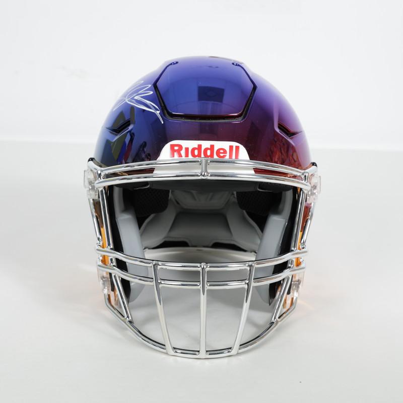 Andre Johnson Signed NFL Hall of Fame Logo Full-Size Authentic On-Field Chrome Alternate Speedflex Helmet (JSA) at PristineAuction.com Andre Johnson Signed NFL Hall of Fame Logo Full-Size Authentic On-Field Chrome Alternate Speedflex Helmet (JSA) at PristineAuction.com