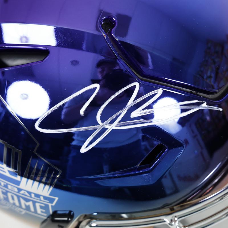 Andre Johnson Signed NFL Hall of Fame Logo Full-Size Authentic On-Field Chrome Alternate Speedflex Helmet (JSA) at PristineAuction.com Andre Johnson Signed NFL Hall of Fame Logo Full-Size Authentic On-Field Chrome Alternate Speedflex Helmet (JSA) at PristineAuction.com